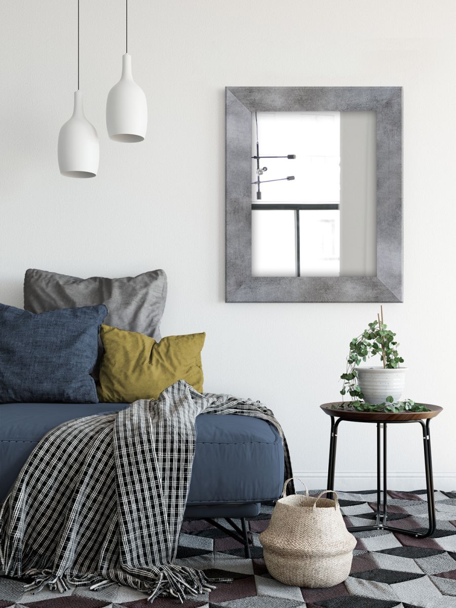 Styler Jyvaskyla lustro 86x60 cm prostokątne rama szary beton mat LU-01216