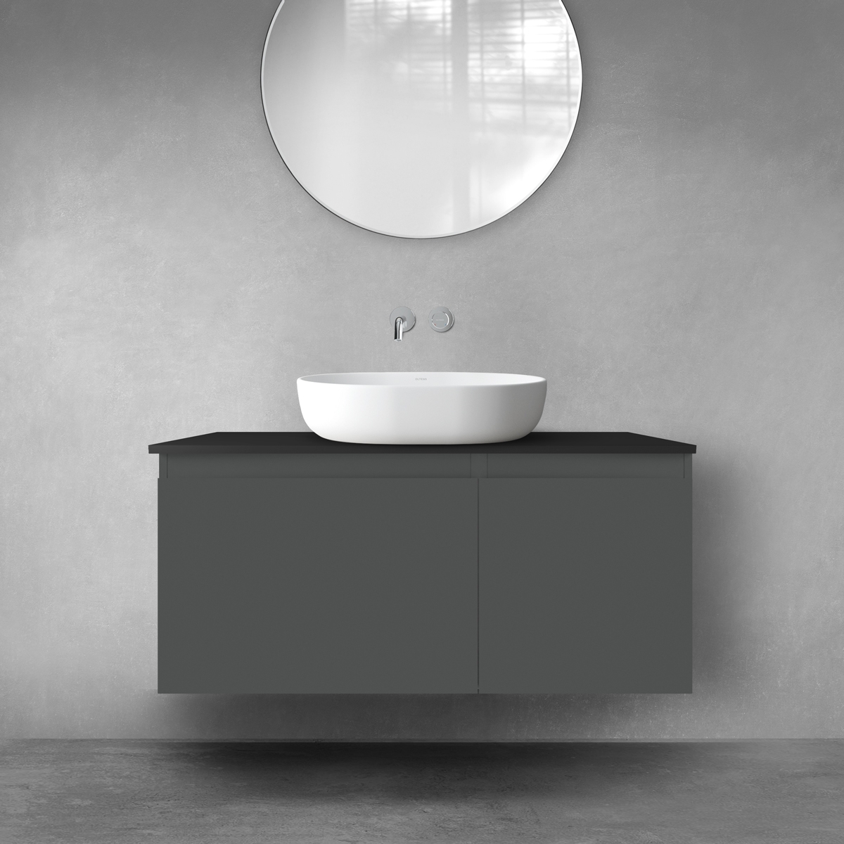 Oltens Vernal zestaw mebli łazienkowych 100 cm z blatem grafit mat/czarny mat 68255400 - Wysyłka w 24h