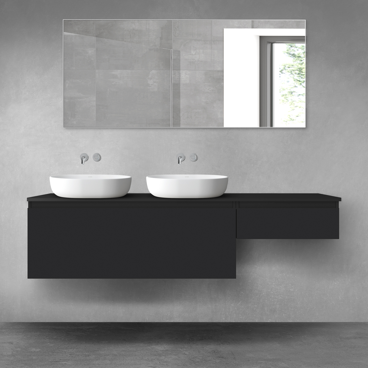 Oltens Vernal zestaw mebli łazienkowych 180 cm z blatem czarny mat 68593300 - Wysyłka w 24h