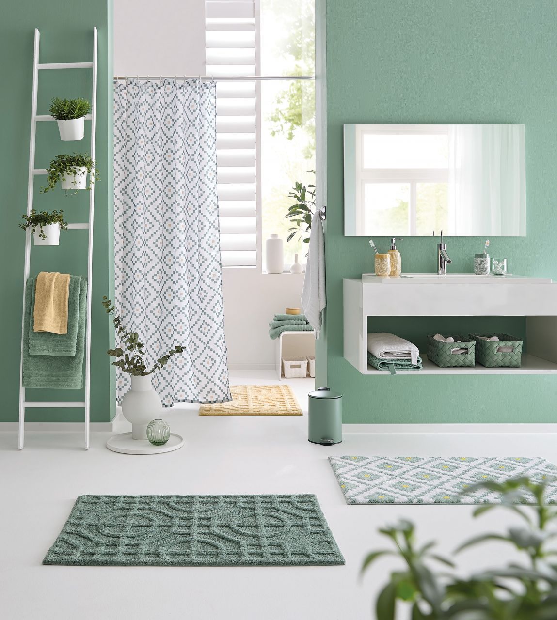 Kleine Wolke Alhambra dywanik łazienkowy 100x60 cm poliester zielony 9174685360
