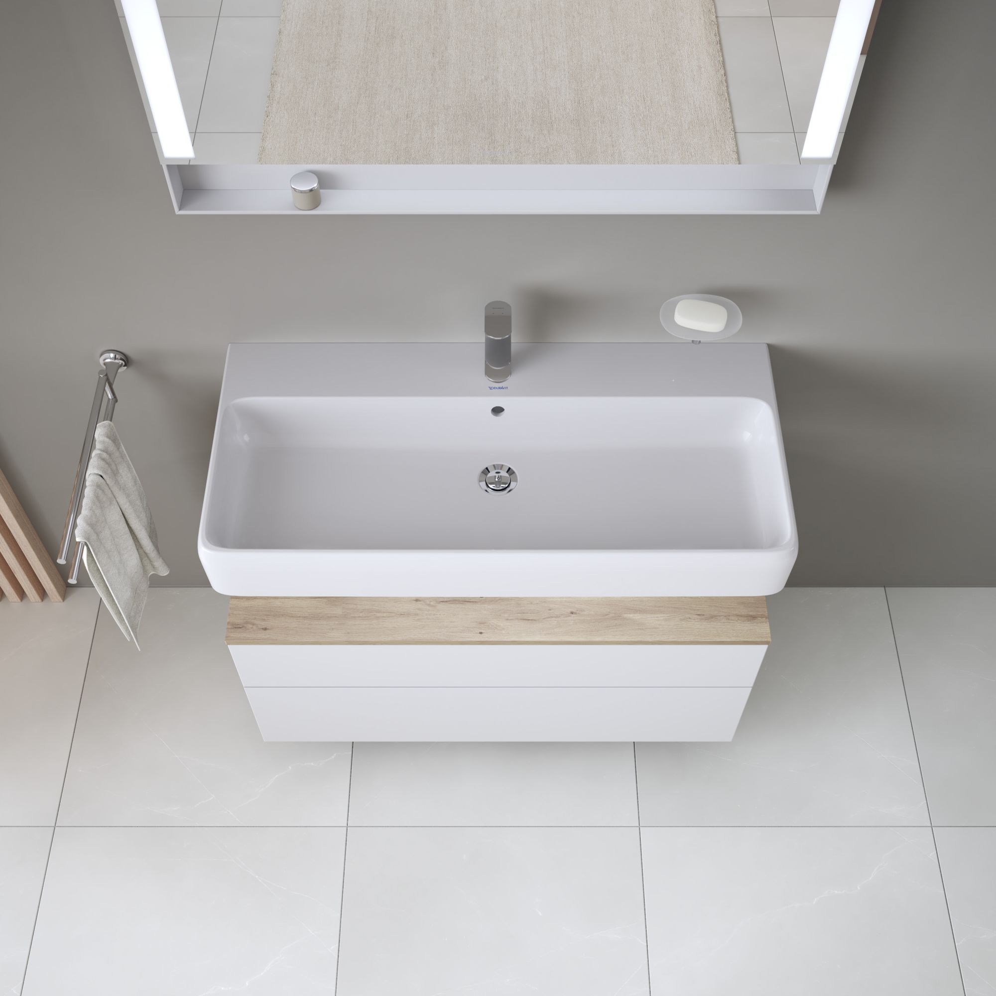 Duravit Qatego szafka 100 cm podumywalkowa wisząca biały mat/dąb QA4395055180010