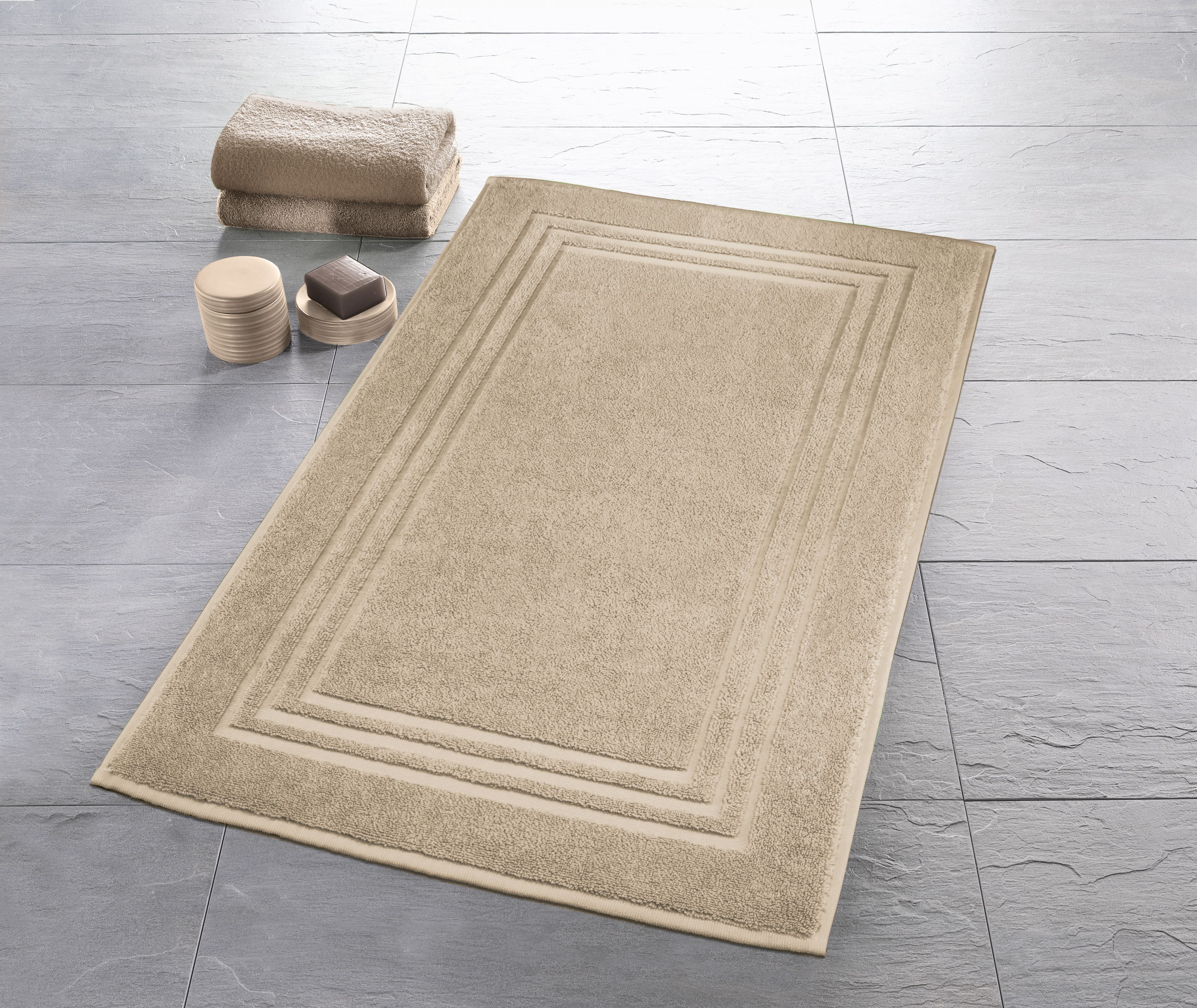 Kleine Wolke Lodge dywanik łazienkowy 80x50 cm bawełna beżowy 3009226207 - Wysyłka w 24h