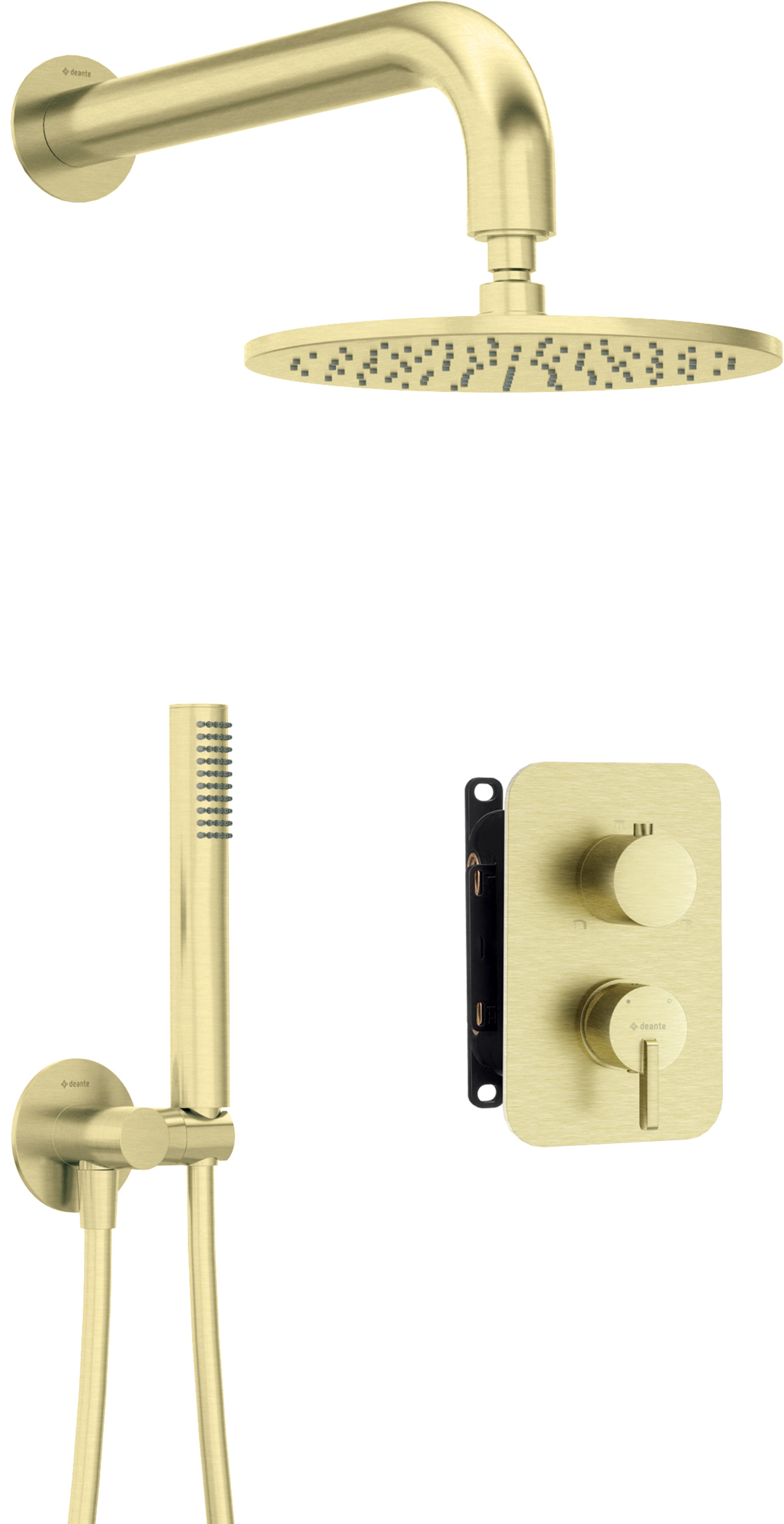 Deante Silia zestaw prysznicowy podtynkowy z deszczownicą złoty BXYYRQSM
