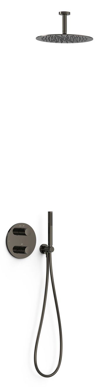 Tres Therm-Box zestaw prysznicowy podtynkowy termostatyczny z deszczownicą czarny metalizowany 26225003KM