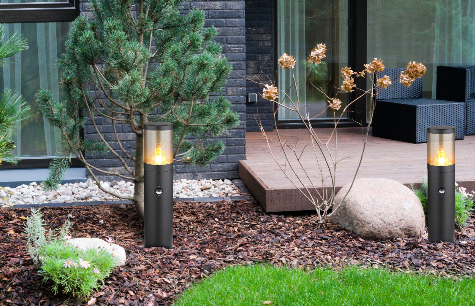 Globo Lighting Xeloo lampa stojąca zewnętrzna 1x60W czarny mat/przydymiony 32015BSS