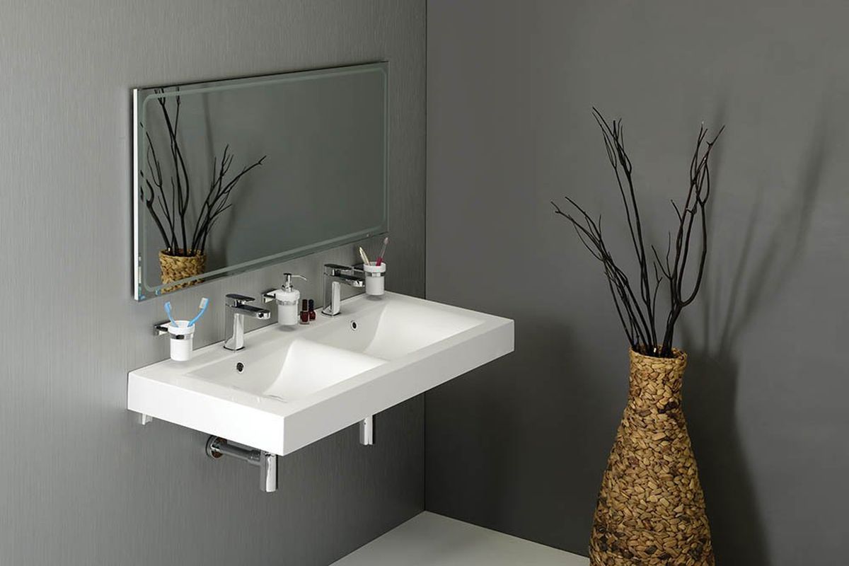 Sapho Flavia umywalka 120x50 ścienna prostokątna podwójna biała 68121