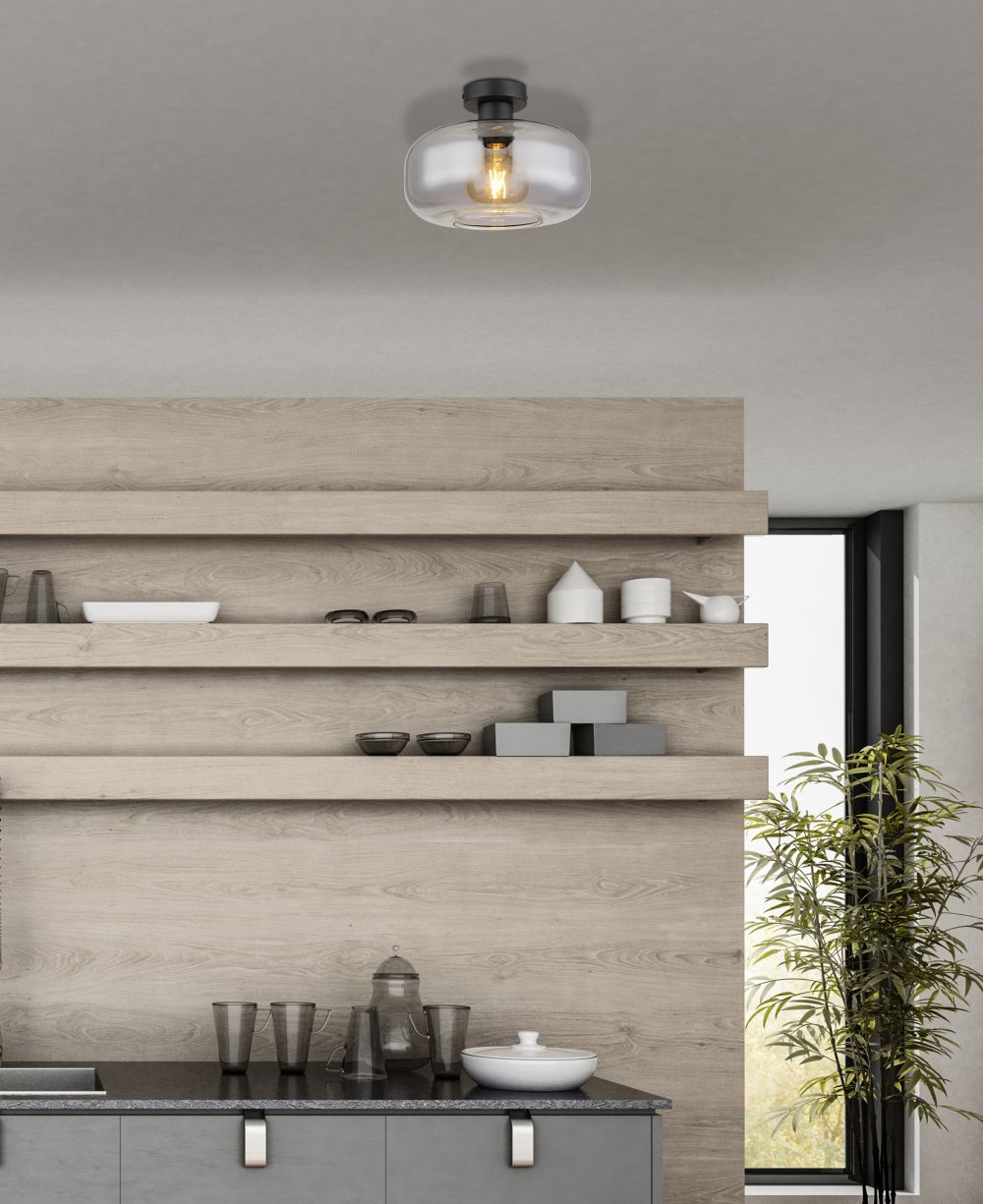 Globo Lighting Giuseppe podsufitowa 1x40W czarny mat/przydymiony 15566D