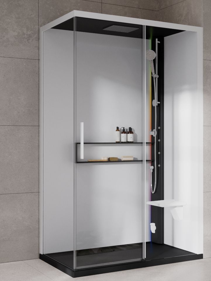 Novellini Glax 2 2.0 2P kabina z hydromasażem 120x80 cm parowa z brodzikiem prawa czarna G222P129DM5-1HU