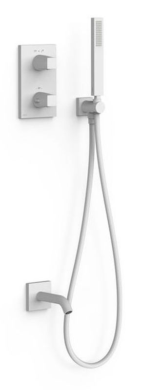 Tres Therm-Box zestaw wannowo-prysznicowy podtynkowy termostatyczny biały mat 21125007BM