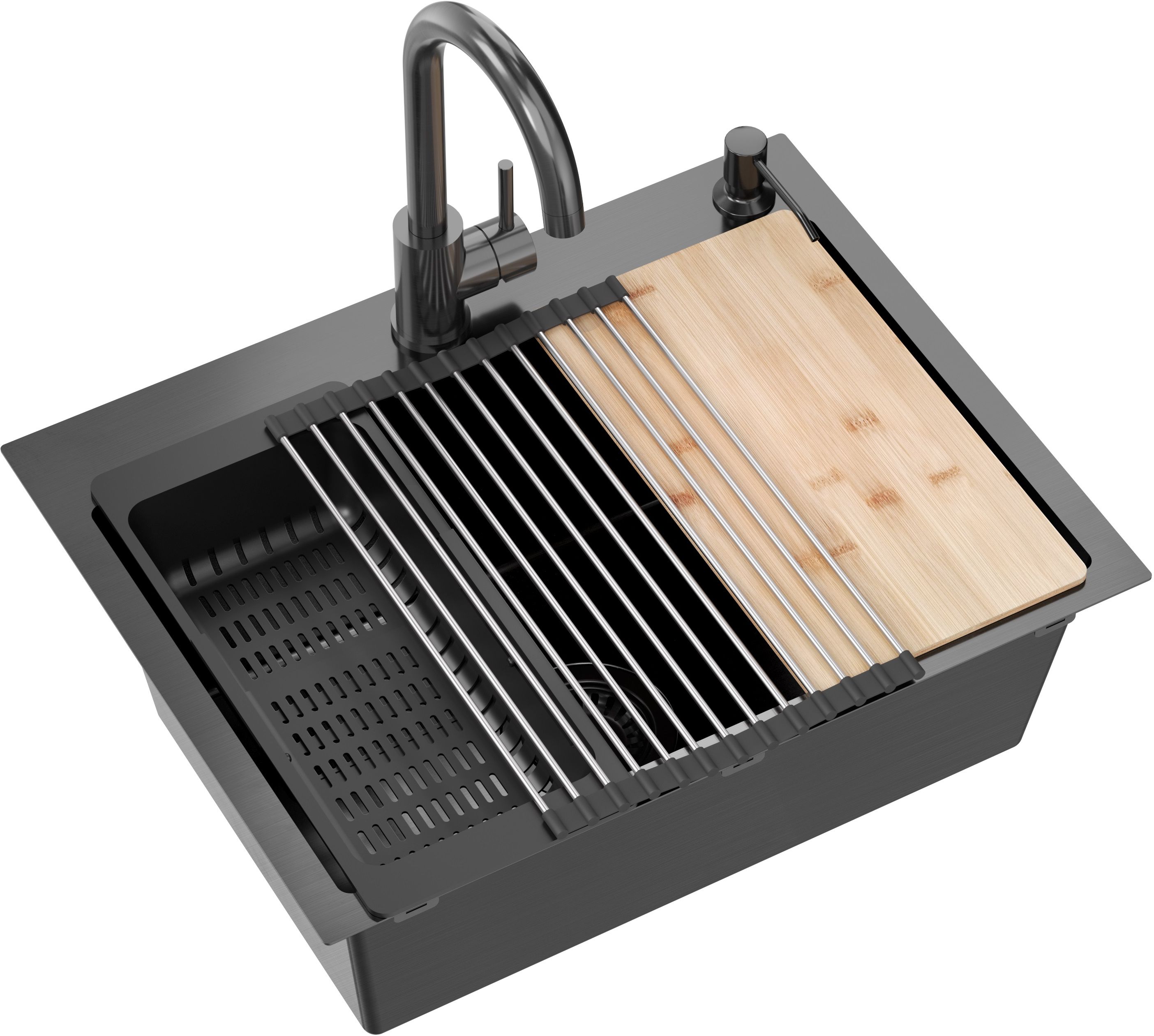 Quadron Luke zlewozmywak z baterią i akcesoriami antracyt/antracyt ZH5845PVDBLM_3623500_PVDBLM - Wysyłka w 24h