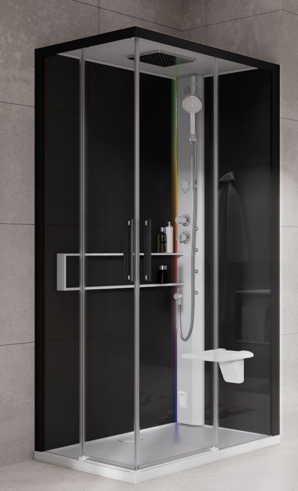 Novellini Glax 2 2.0 A kabina z hydromasażem 100x80 cm prawa parowa z brodzikiem biała G22A198DT5-1UH