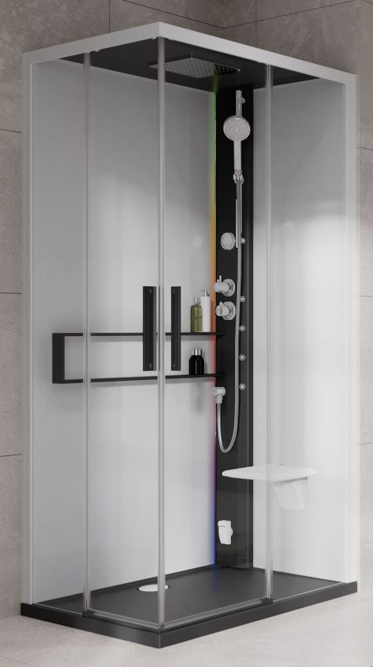 Novellini Glax 2 2.0 A kabina z hydromasażem 100x80 cm prawa parowa z brodzikiem czarna G22A198DT5-1HU