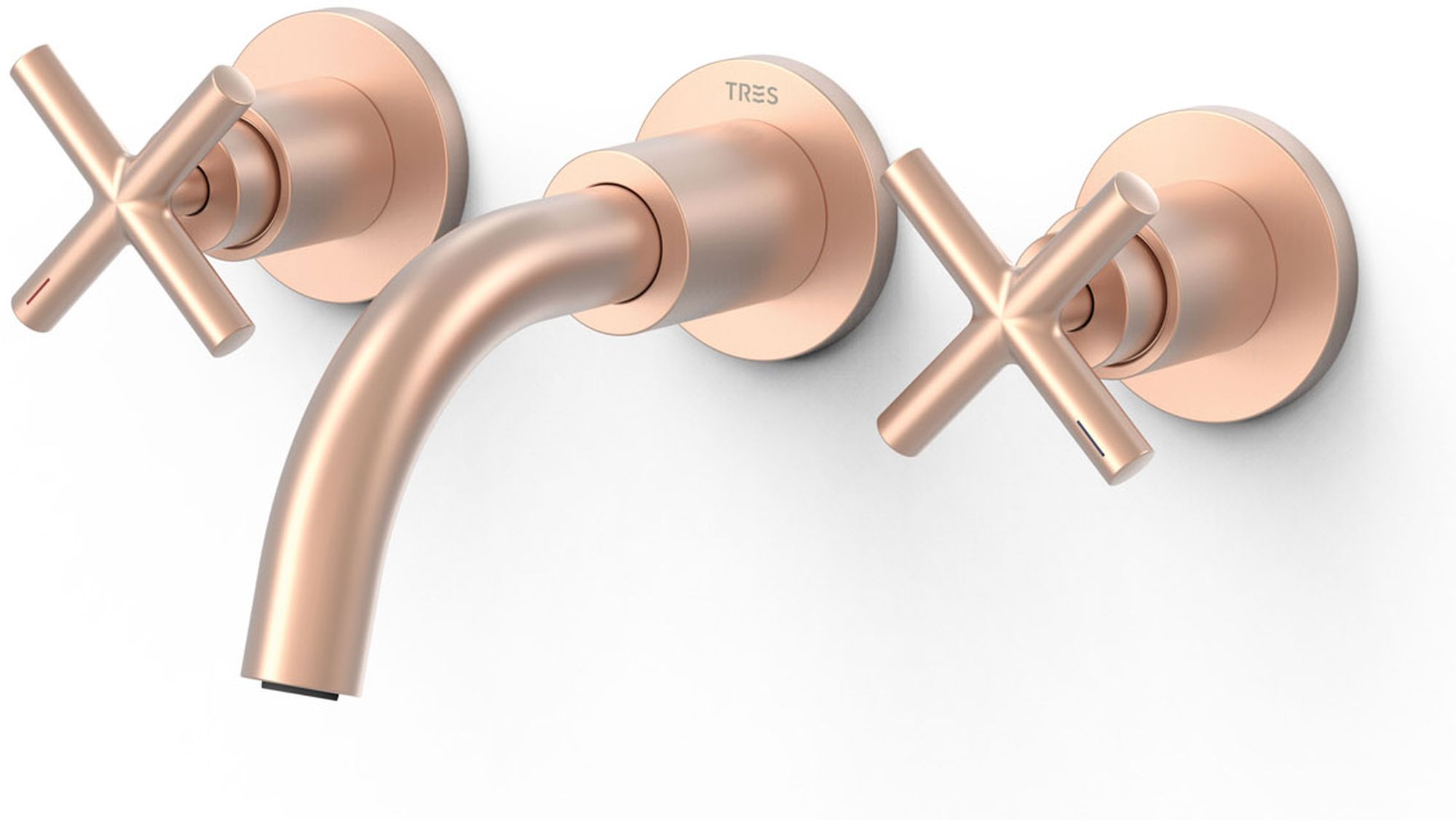 Tres Mont Blanc bateria umywalkowa podtynkowa 3-otworowa różowe złoto mat 28330001OPM