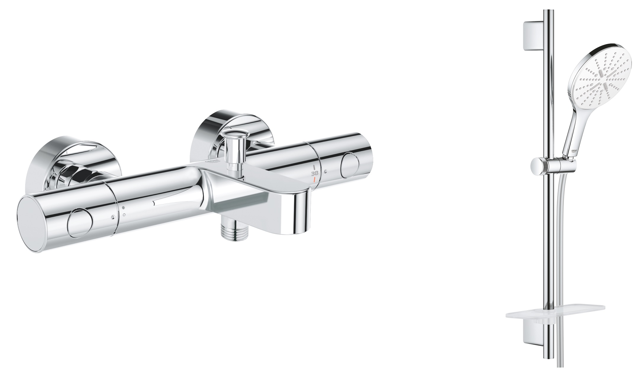 Zestaw Grohe Grohtherm 800 Cosmopolitan bateria wannowo-prysznicowa termostatyczna z zestawem prysznicowym Vitalio SmartAvtive 150 chrom ... - Wysyłka