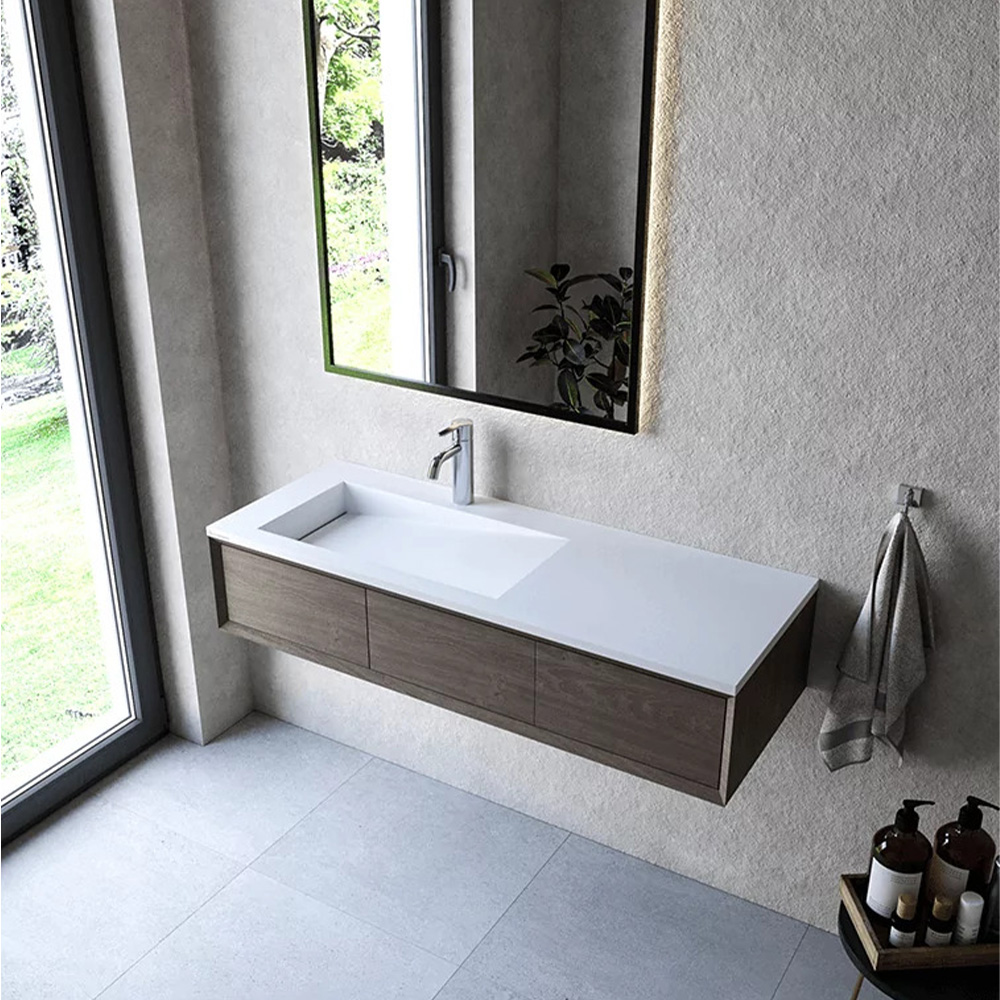 Cristalstone Linea Ideal umywalka 120x45 cm prostokątna wpuszczana-z blatem biała U1200-MBLOLB/CR