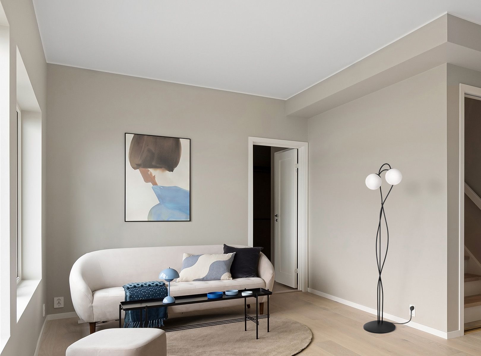 Kaja Nela lampa stojąca 2x40 W czarna K-5353