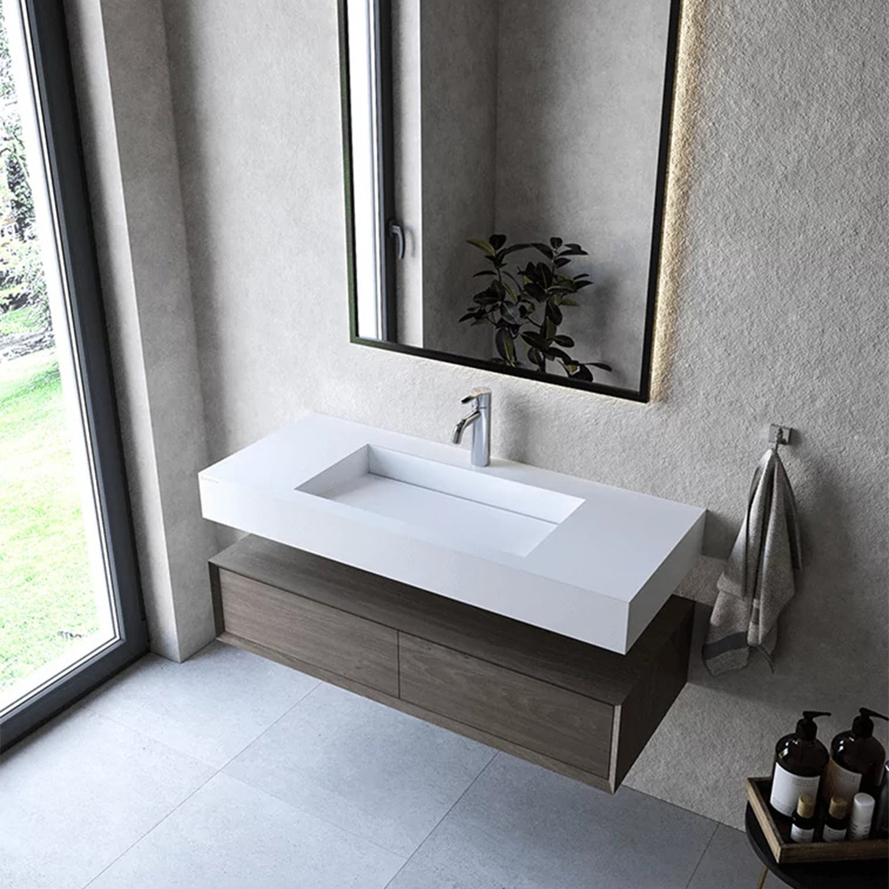 Cristalstone Linea Ideal umywalka 110x45 cm ścienna prostokątna biały U1100-MCOLC