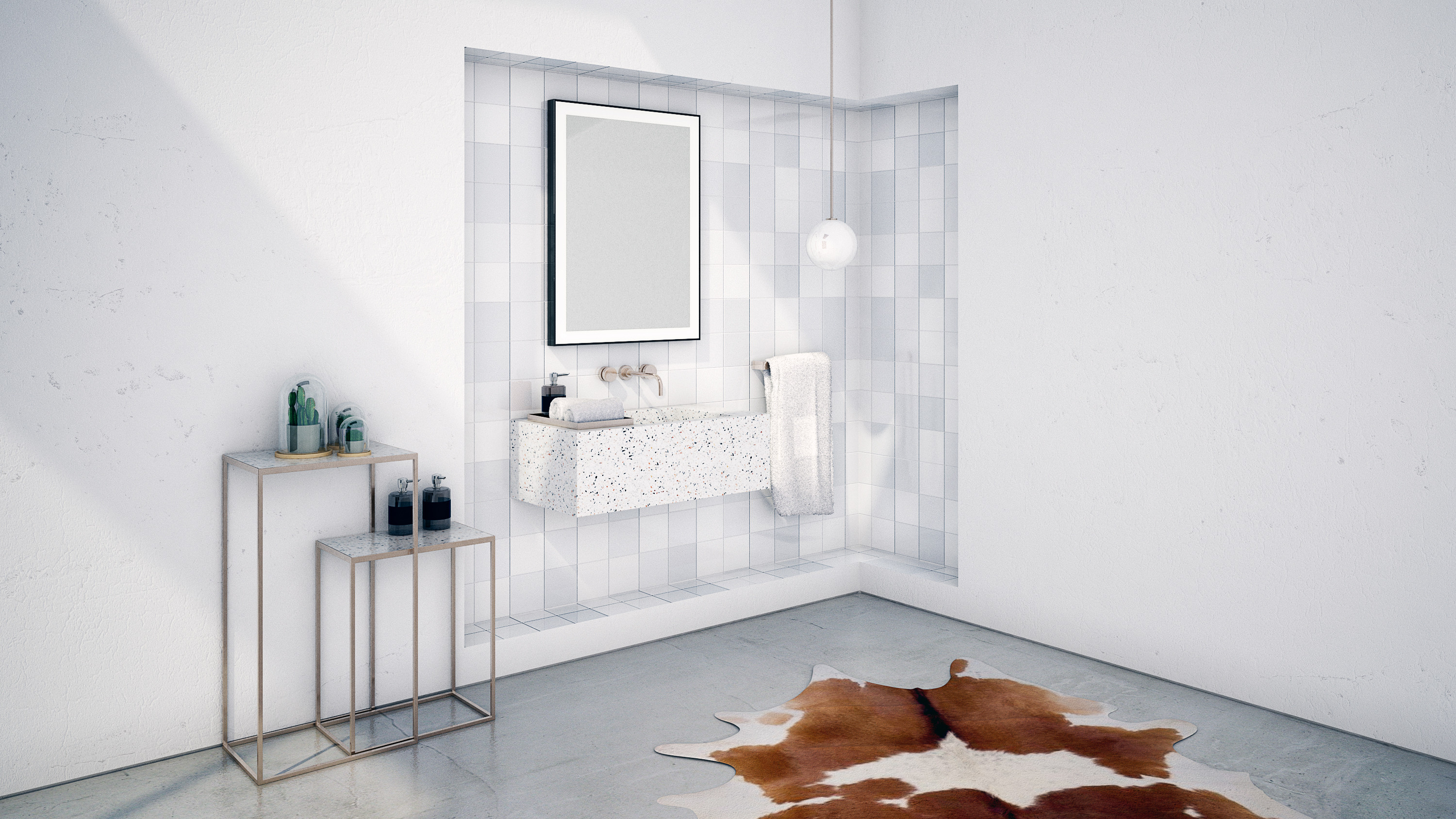 Dubiel Vitrum Logan Black lustro prostokątne 80x60 cm z oświetleniem