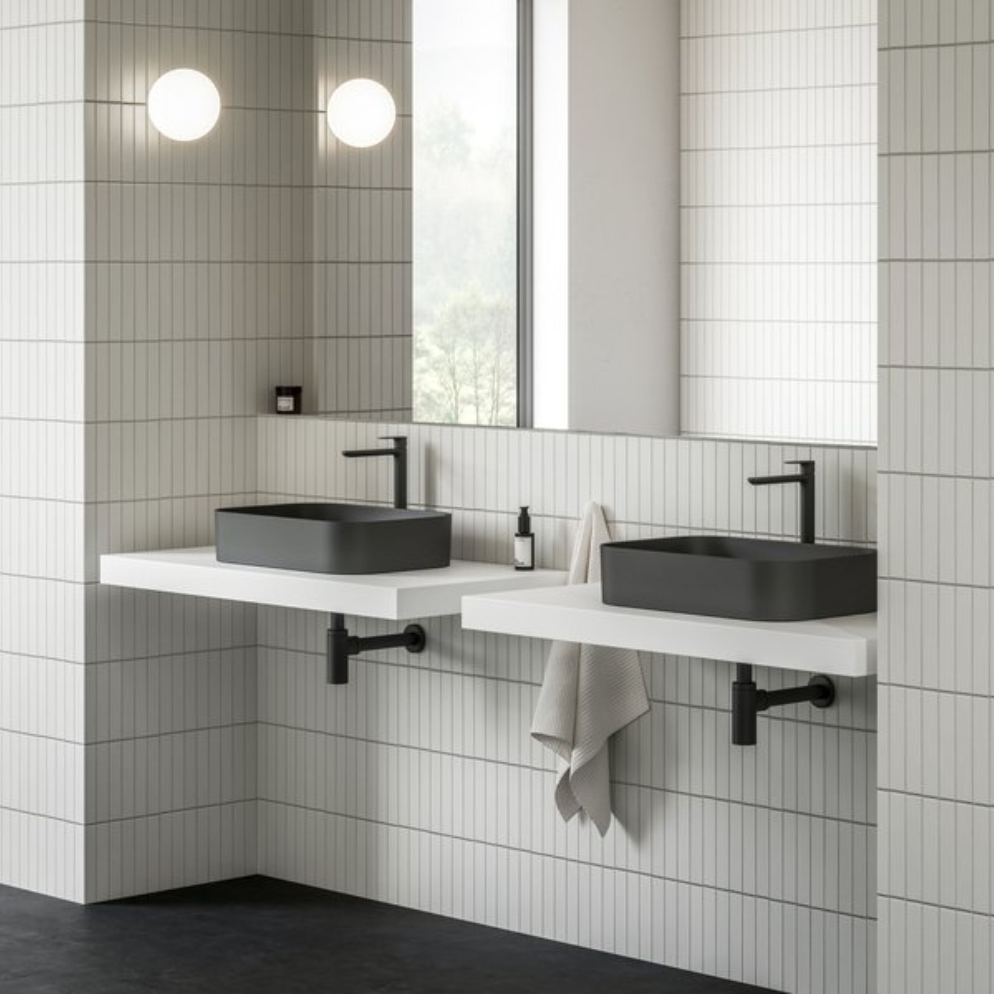 Ravak Ceramic umywalka 55x37 cm prostokątna nablatowa czarna XJX0D155001