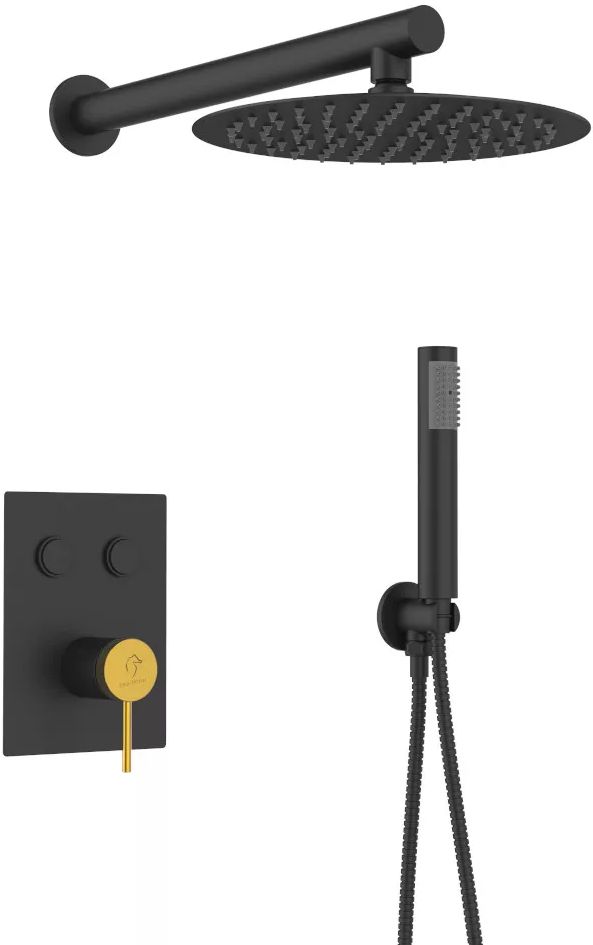 Sea-Horse Ove Black+Gold Stick zestaw prysznicowy podtynkowy Z- czarny-złoty BJV309B-SG2