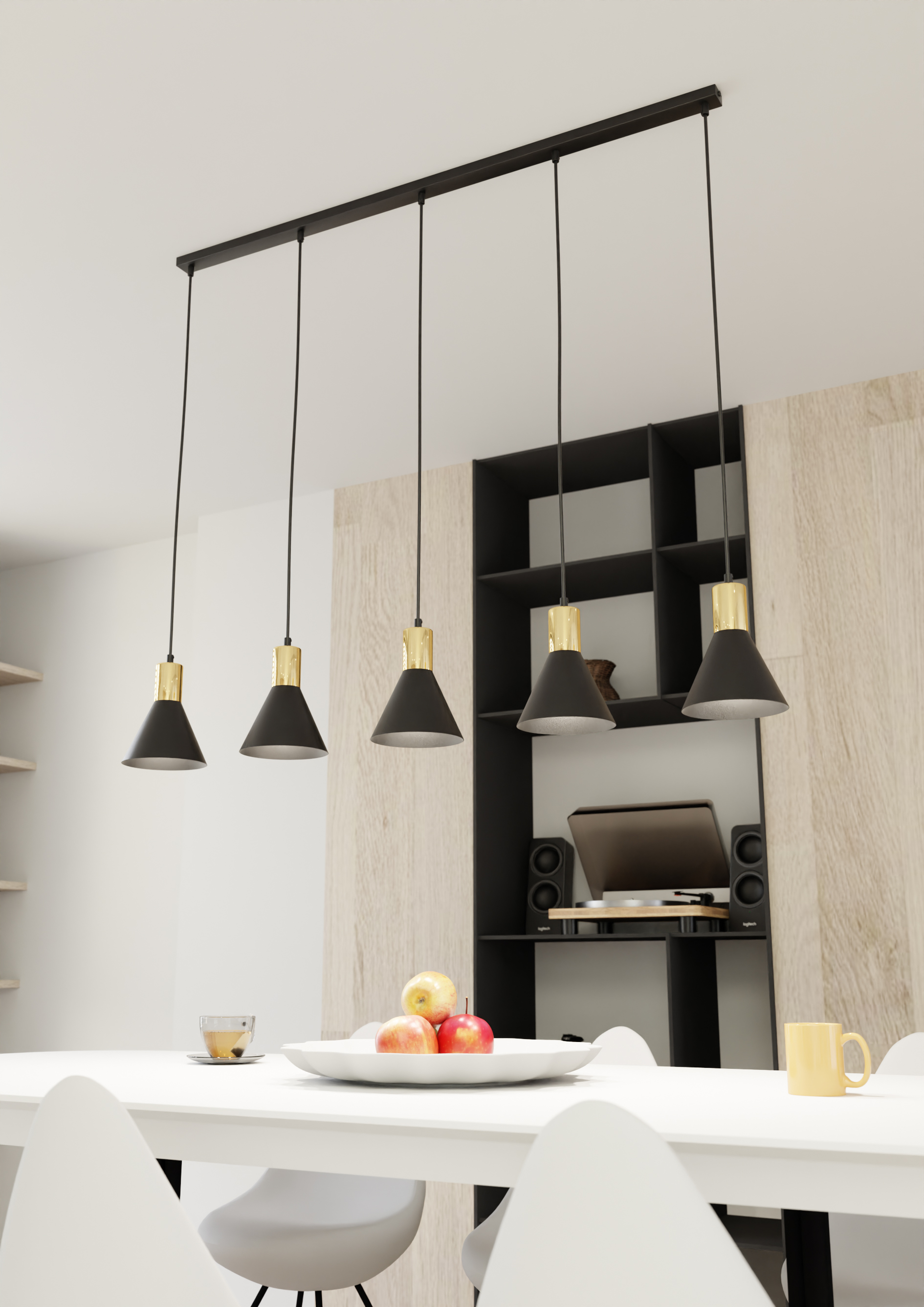 Emibig Rosa lampa wisząca 5x10 W czarna-złota 1388/5