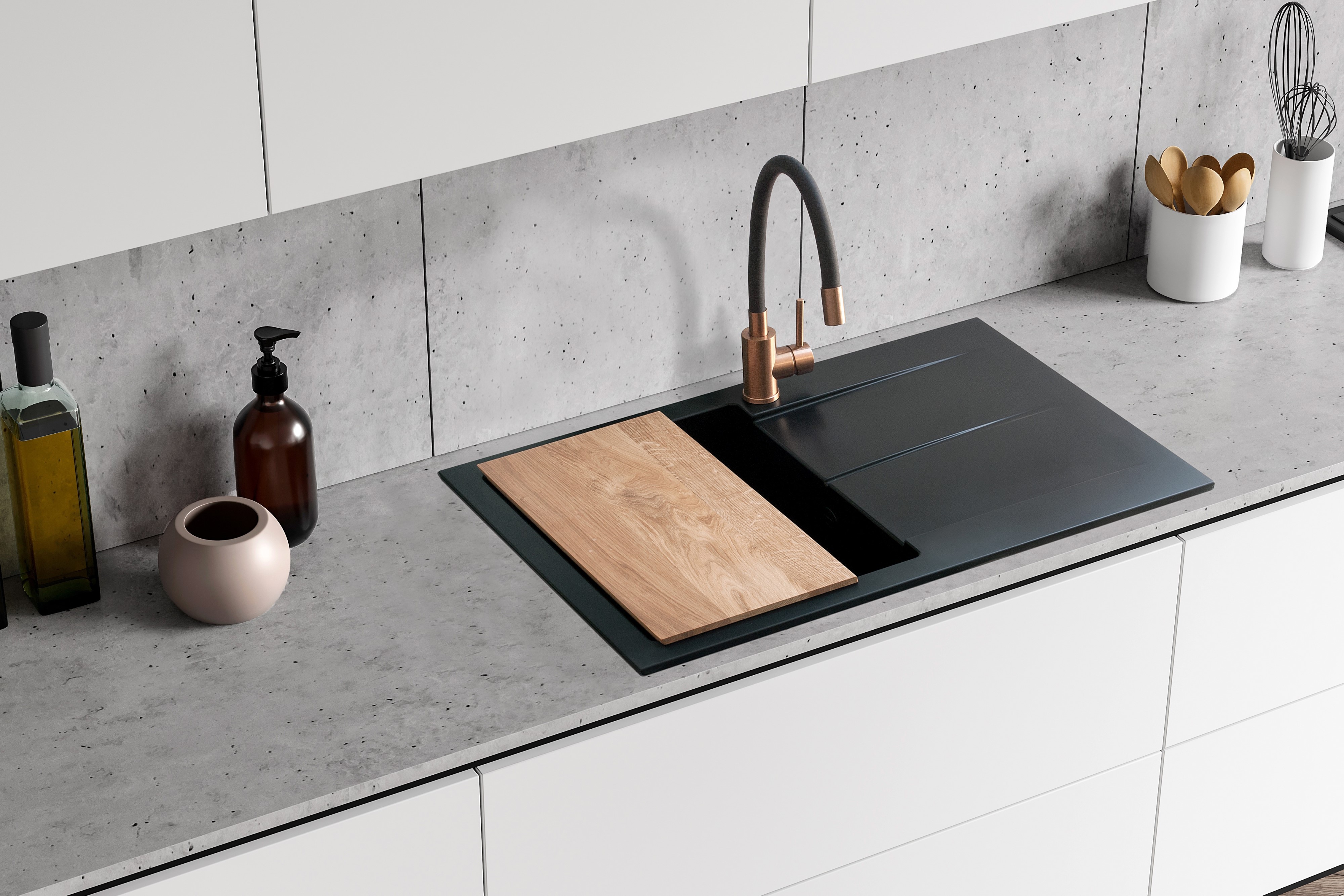 Berg Hobart zlewozmywak granitowy 78x50 cm czarny BRQ1911BK