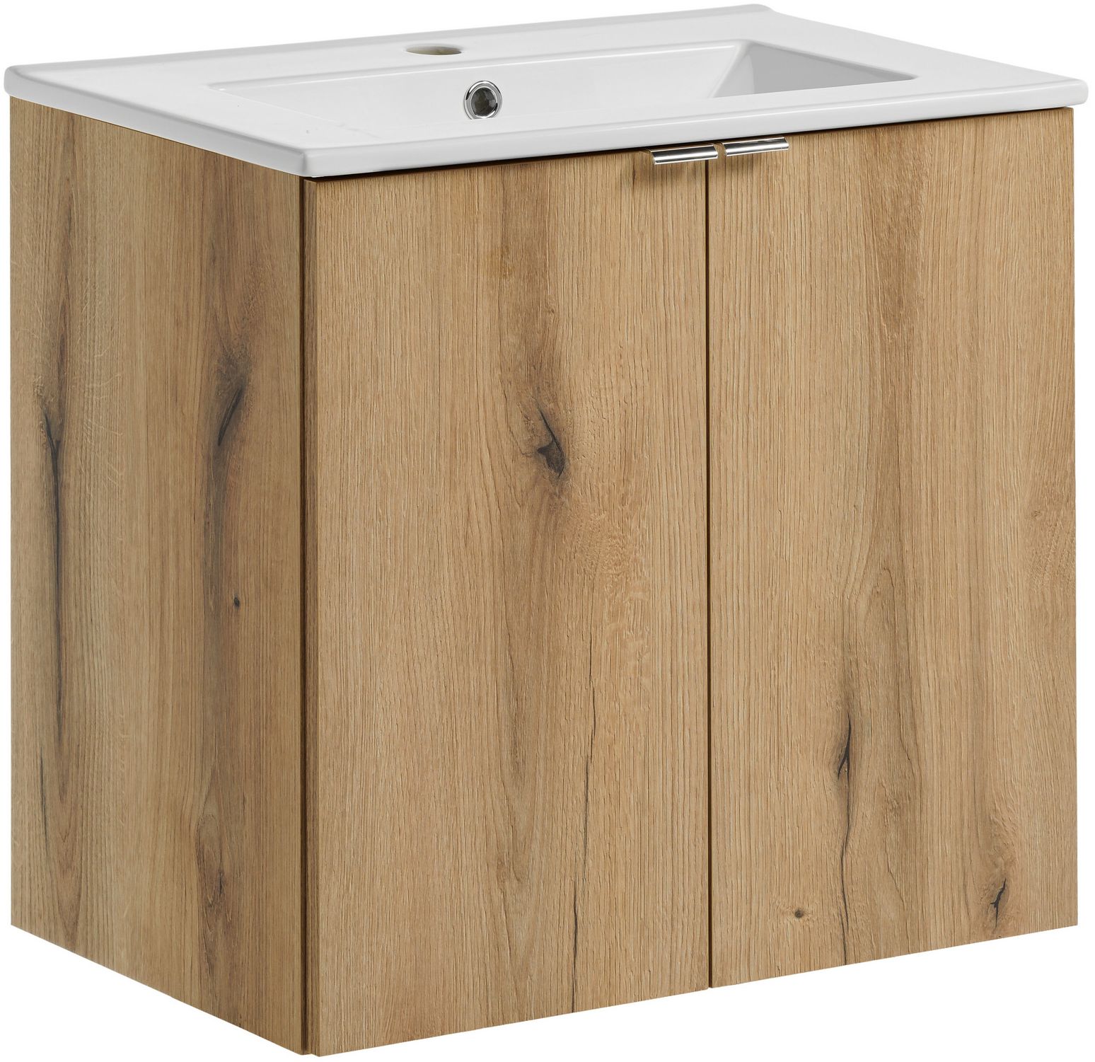 Zestaw Comad Nova Oak szafka 60 cm wisząca dąb i umywalka Dance 61x40 cm meblowa biała SET-NOA 60CM D DANCE