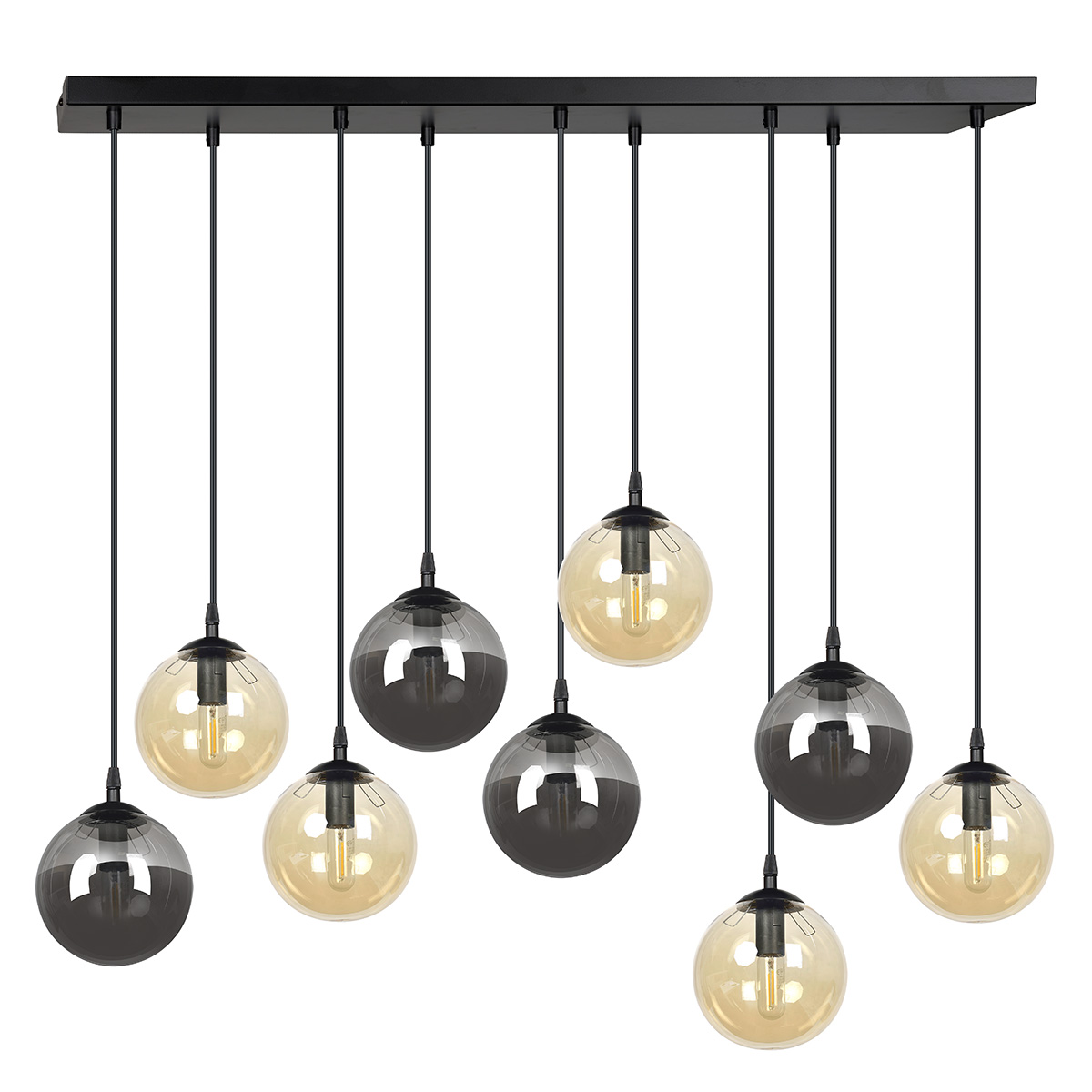 Emibig Cosmo lampa wisząca 9x10 W czarna-bursztynowa-grafitowa 714/9M1