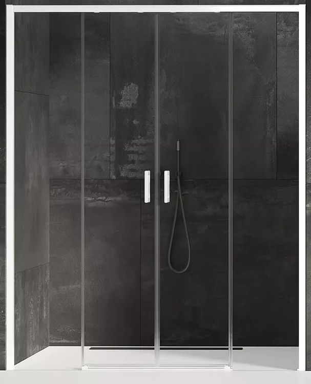 New Trendy Prime White drzwi prysznicowe 180 cm wnękowe biały mat/szkło przezroczyste D-0439A