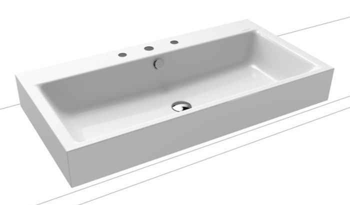 Kaldewei Puro umywalka 90x46 cm nablatowa prostokątna model 3158 biała 900806033001