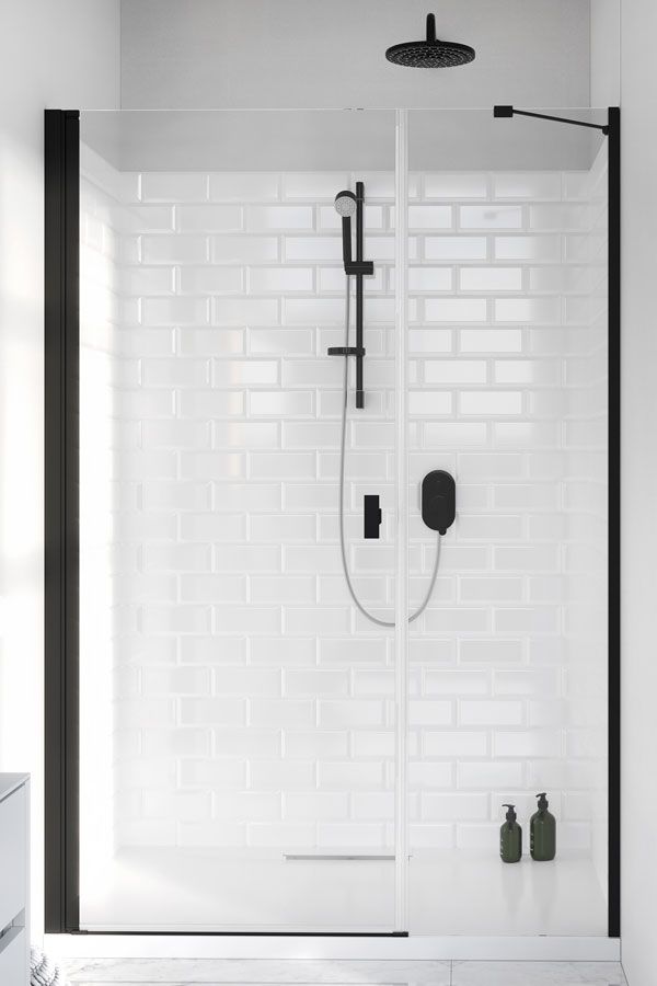 Radaway Nes 8 Black DWS drzwi prysznicowe 69,1 cm wnękowe lewe czarny mat/szkło przezroczyste 10078110-54-01L