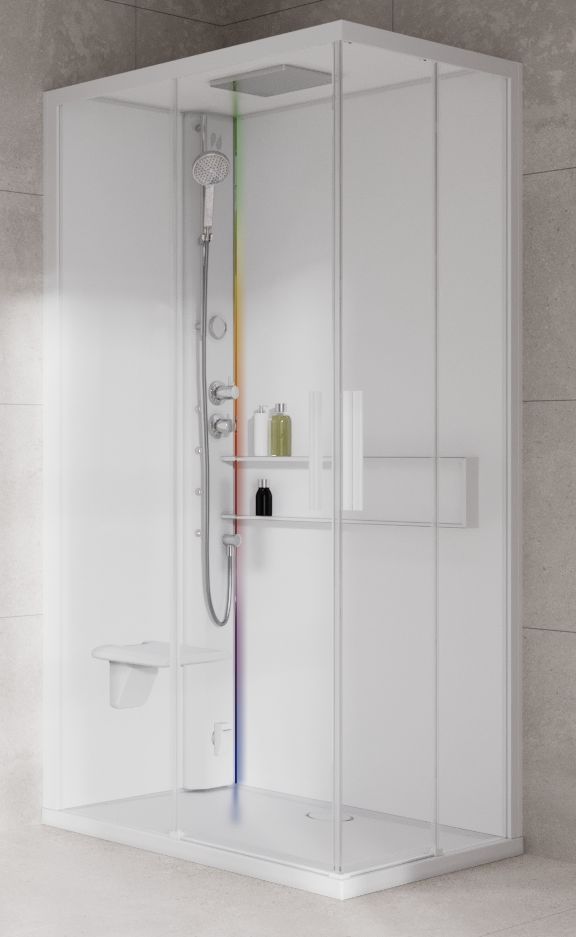 Novellini Glax 2 2.0 A kabina z hydromasażem 100x80 cm lewa parowa z brodzikiem total biała G22A108ST5-1UU