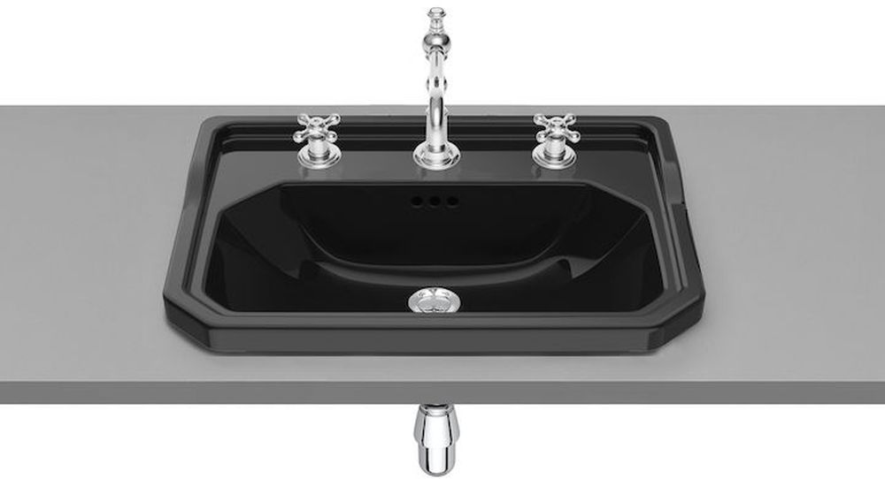 Roca Carmen umywalka 60x45 cm wpuszczana czarny połysk A3270A5563