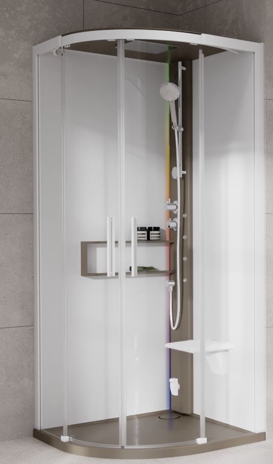 Novellini Glax 2 2.0 R kabina z hydromasażem 100x100 cm półokrągła parowa z brodzikiem corda G22R100T5-1TU