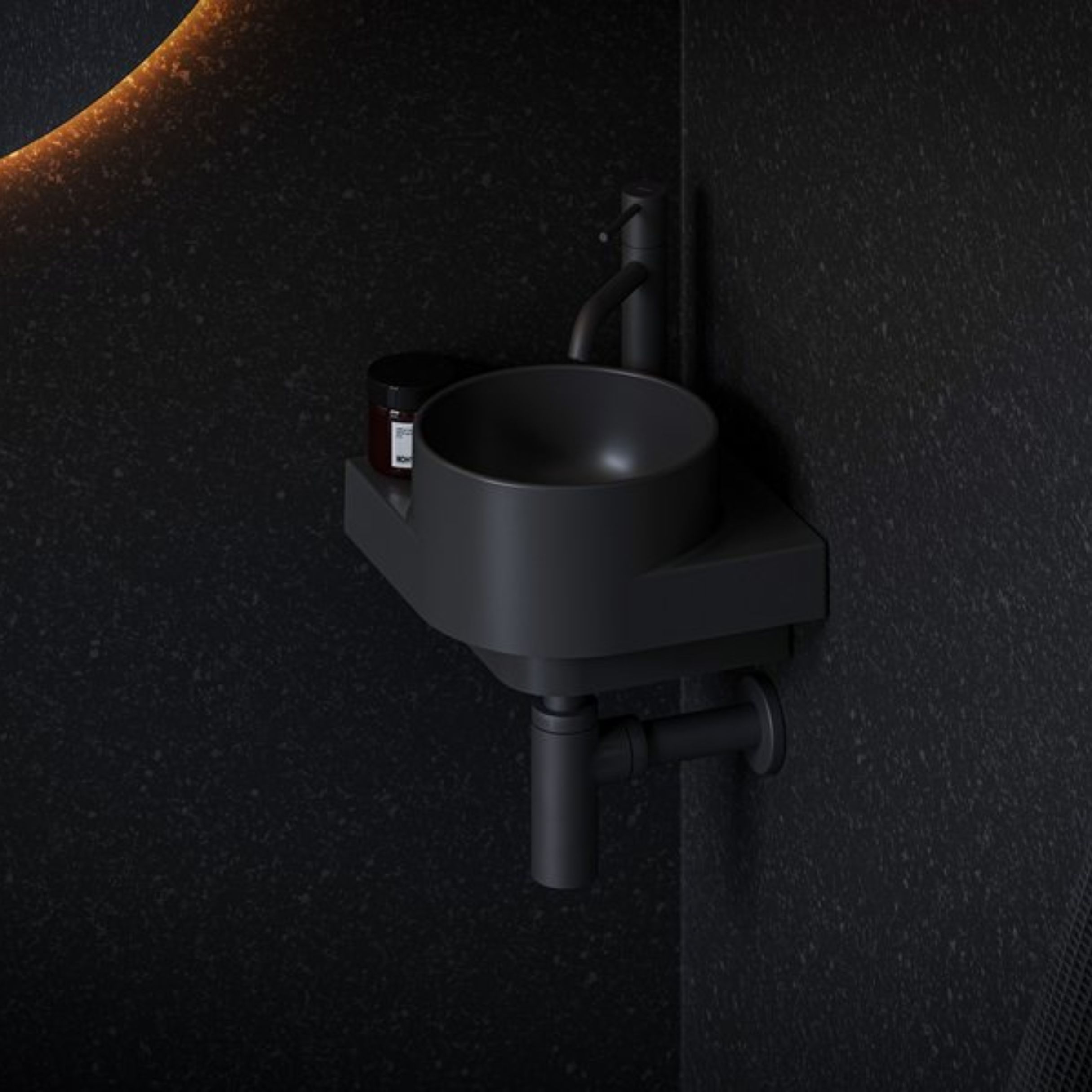 Ravak Yard umywalka 28x28 cm narożna ścienna czarna XJX0D228000