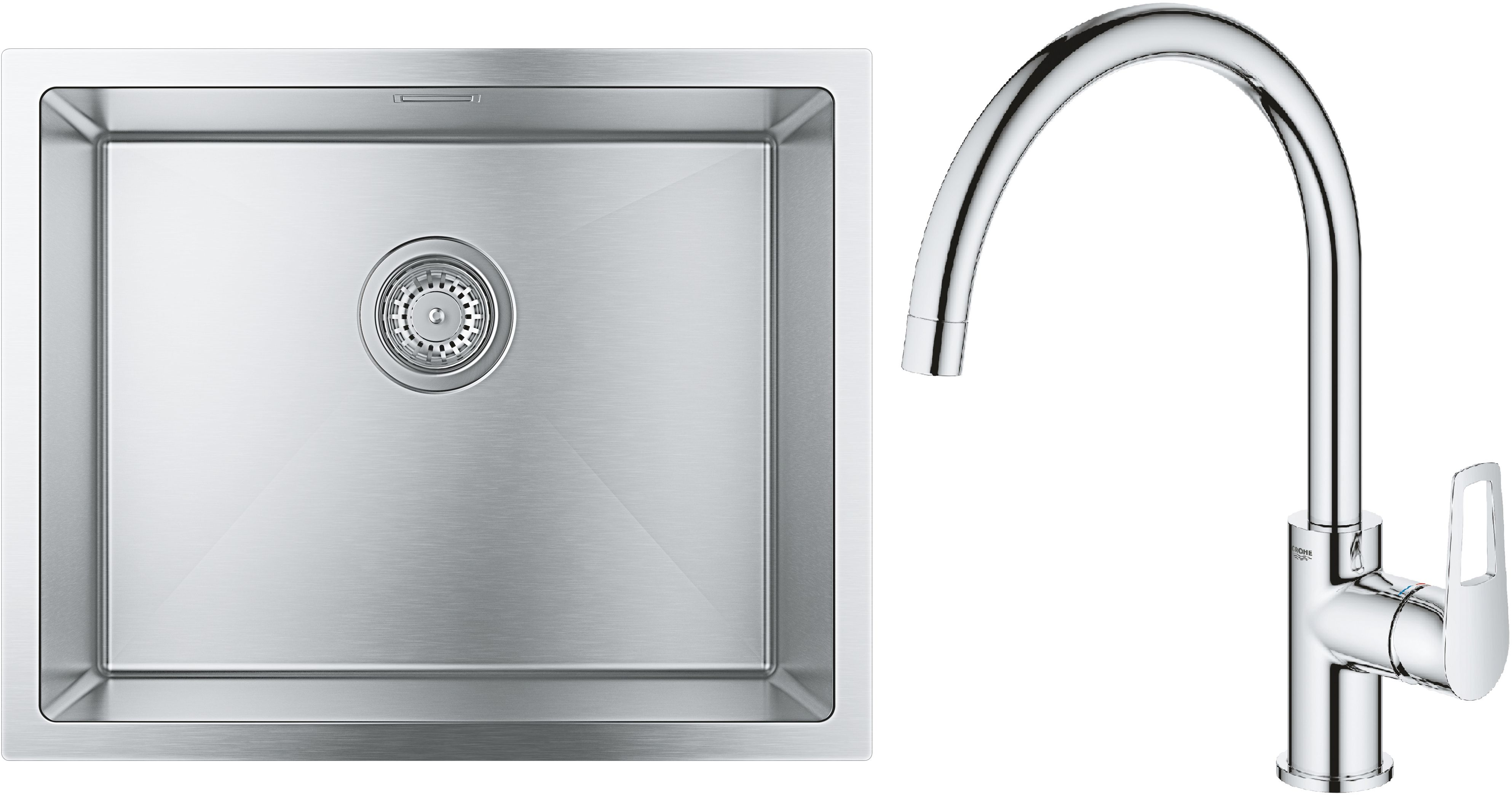 Zestaw Grohe K700 zlewozmywak stalowy 55x45 cm z baterią kuchenną Bauloop (31726SD0, 31368001) - Wysyłka w 24h