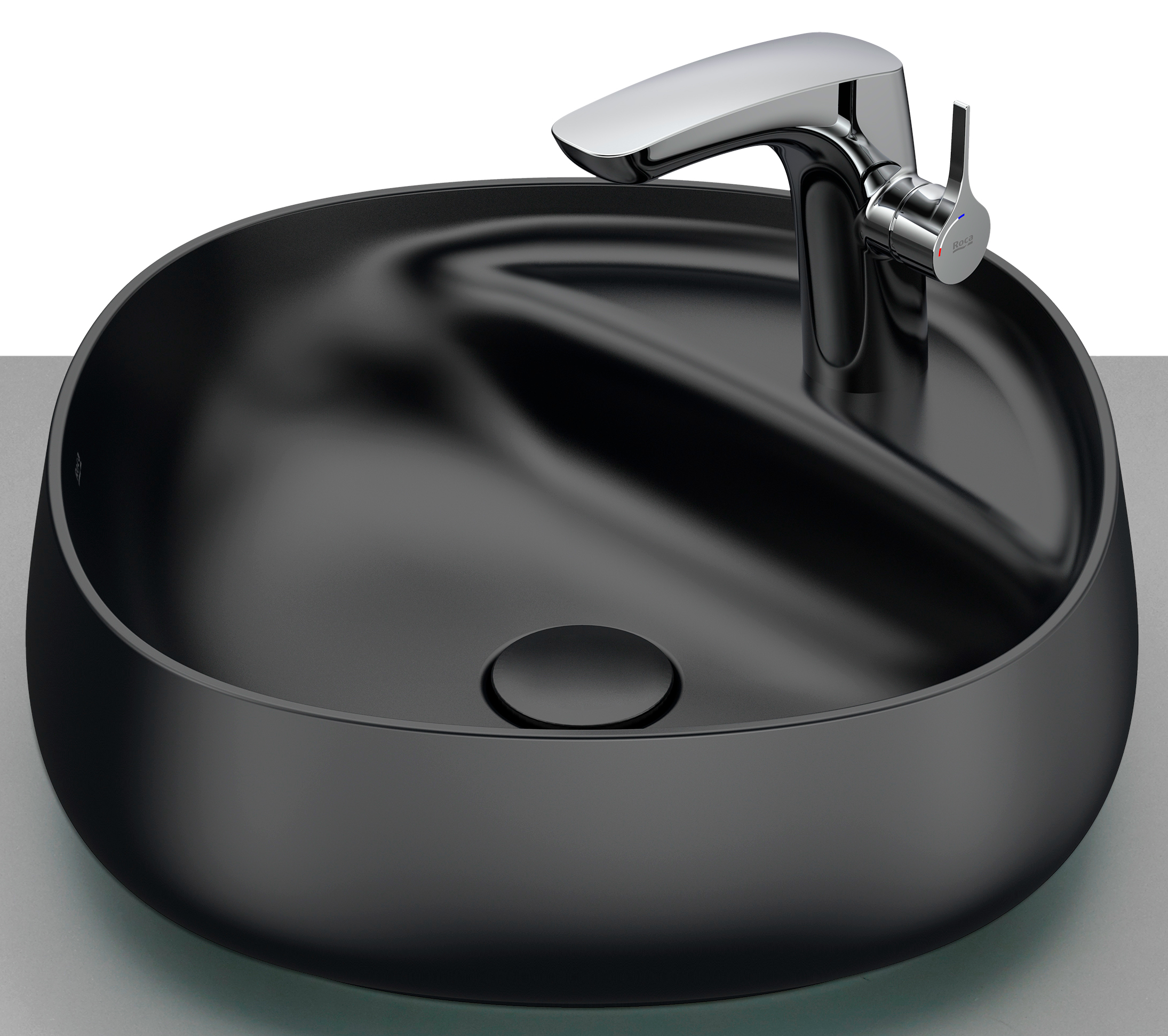 Roca Beyond umywalka 45x45 cm kwadratowa nablatowa czarna A3270B9640