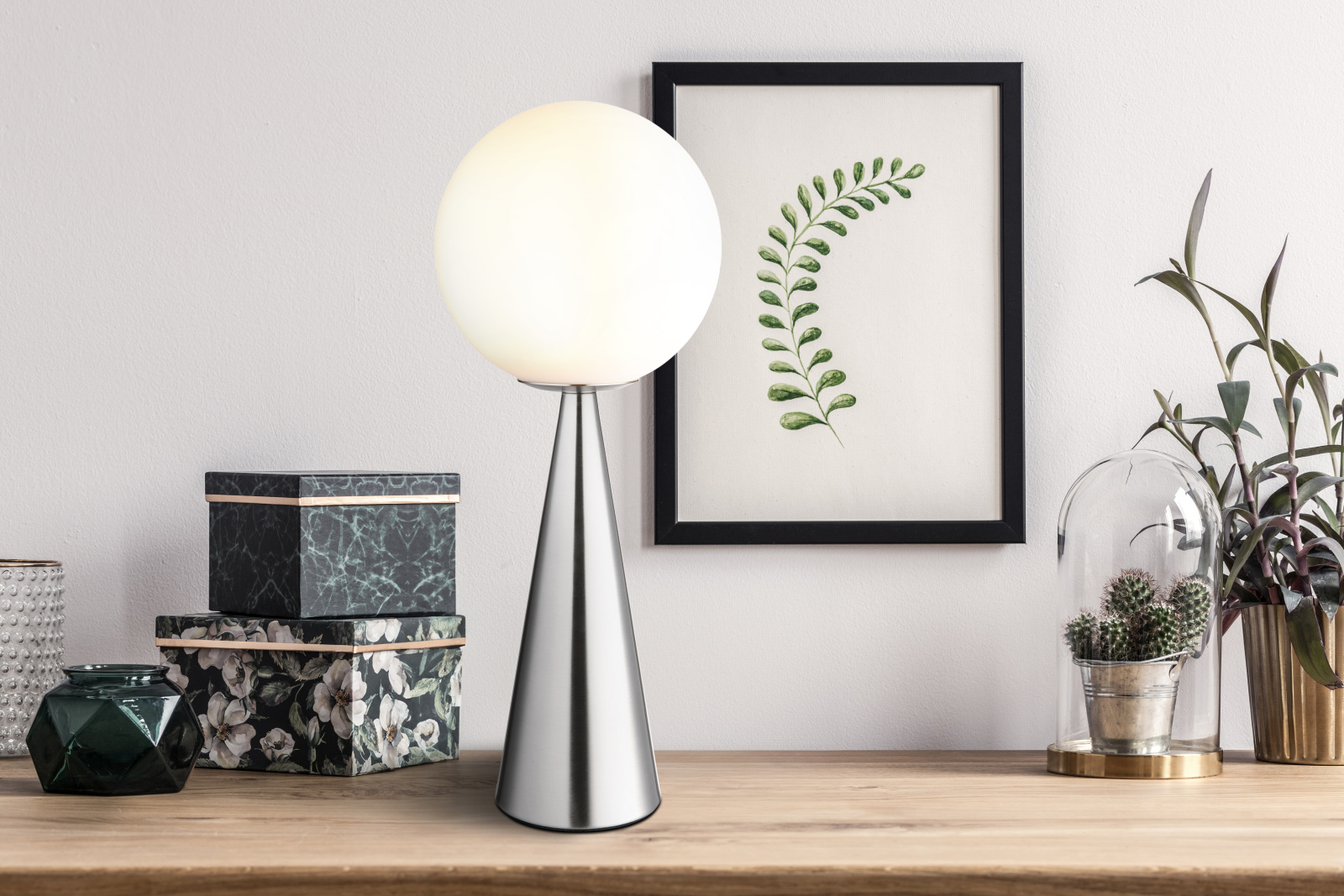 Globo Lighting Polina lampa stołowa 1x40 W biała-nikiel 21031N