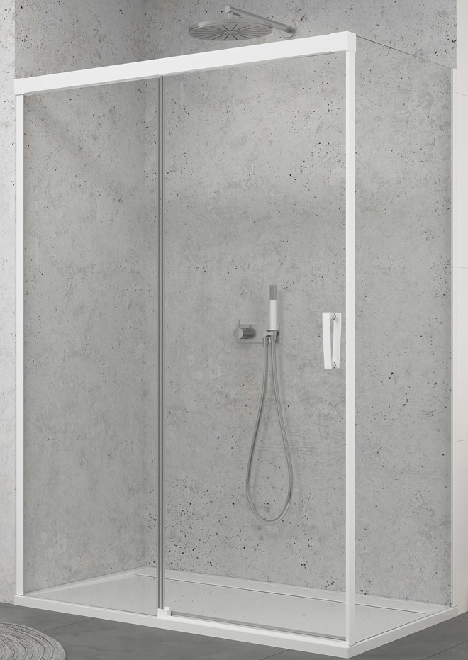 SanSwiss Cadura ścianka prysznicowa 100 cm boczna biały mat/szkło przezroczyste CAST1000907
