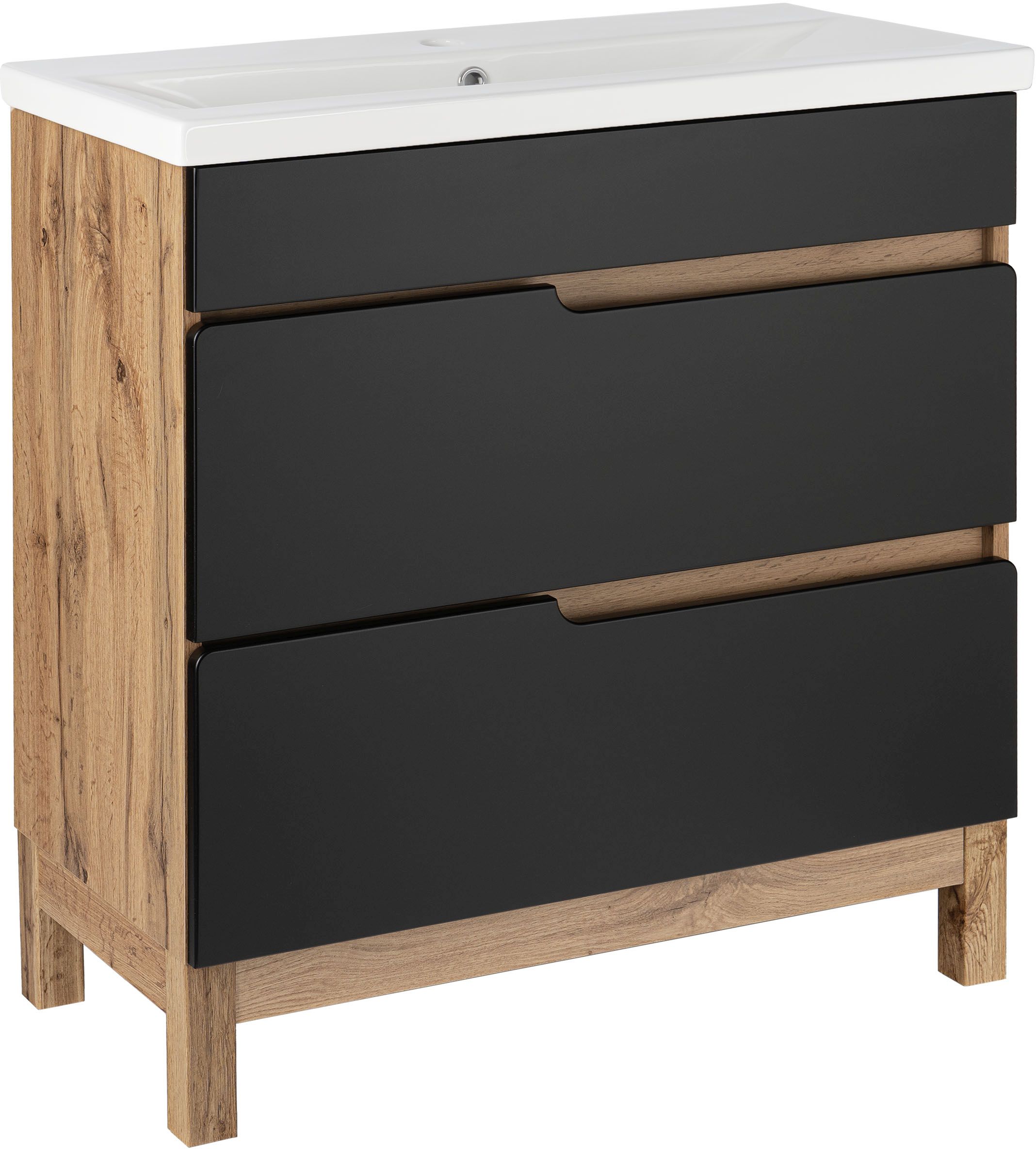 Astor Alma umywalka z szafką 81 cm czarną AM-SKU-842-BN