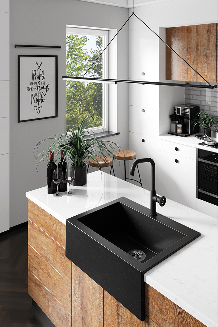 Laveo Komodo zlewozmywak granitowy 63,5x49 cm czarny SBK710T - Wysyłka w 24h