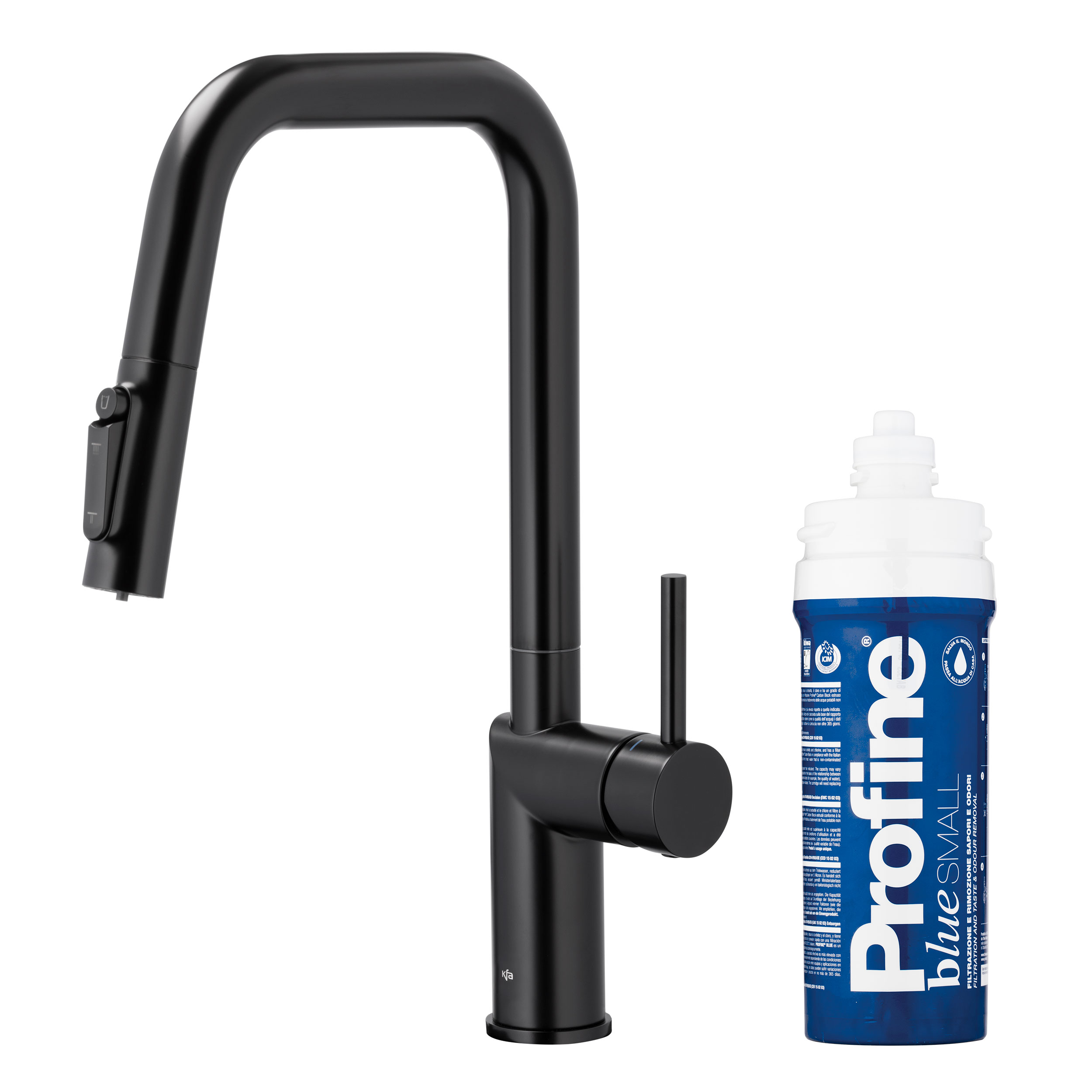 KFA Armatura Duero Pure Style bateria kuchenna stojąca z filtrem Blue czarny mat 6623-313-81