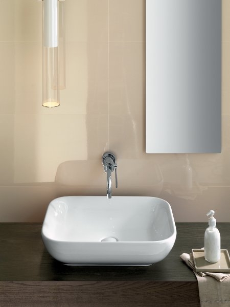 Hatria Happy Hour 17:00 umywalka 55x40,5 cm nablatowa prostokątna biała Y0QQ01