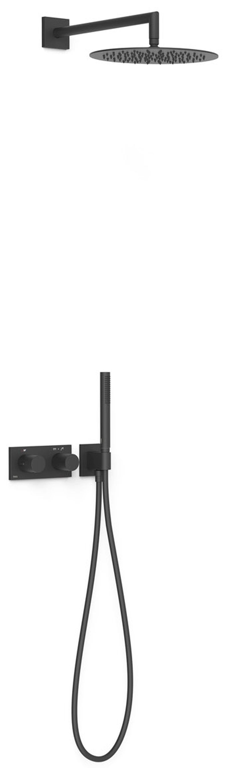 Tres B-System zestaw prysznicowy podtynkowy termostatyczny z deszczownicą czarny mat 30735204NM