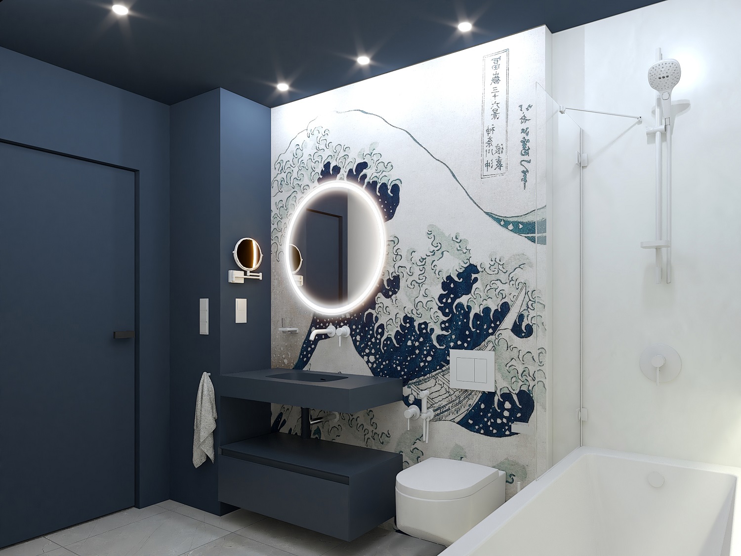 Elita Dimple umywalka 100,8x46 cm prostokątna ścienna navy blue matt RE041000027030