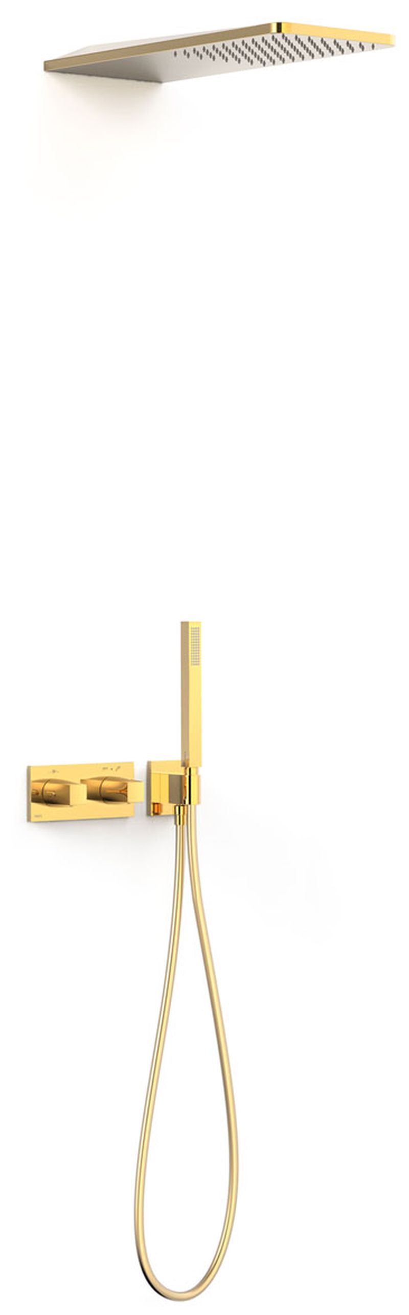 Tres B-System zestaw prysznicowy podtynkowy termostatyczny z deszczownicą złoty połysk 30725205OR