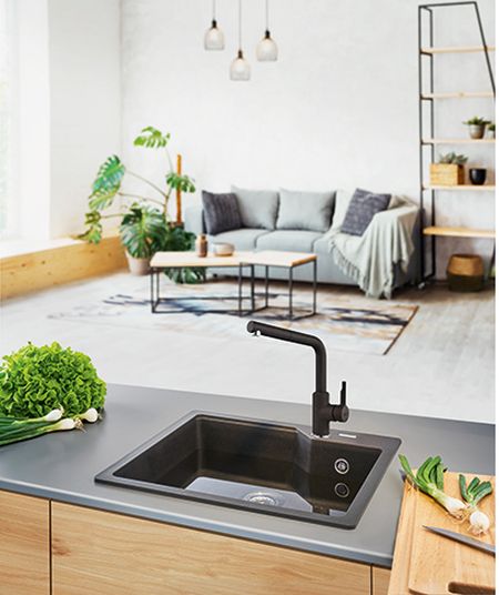 Franke Urban bateria kuchenna stojąca z wyciąganą wylewką onyx 115.0595.091