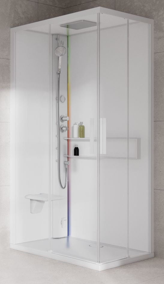 Novellini Glax 2 2.0 A kabina z hydromasażem 100x70 cm lewa parowa z brodzikiem total biała G22A197ST5-1UU