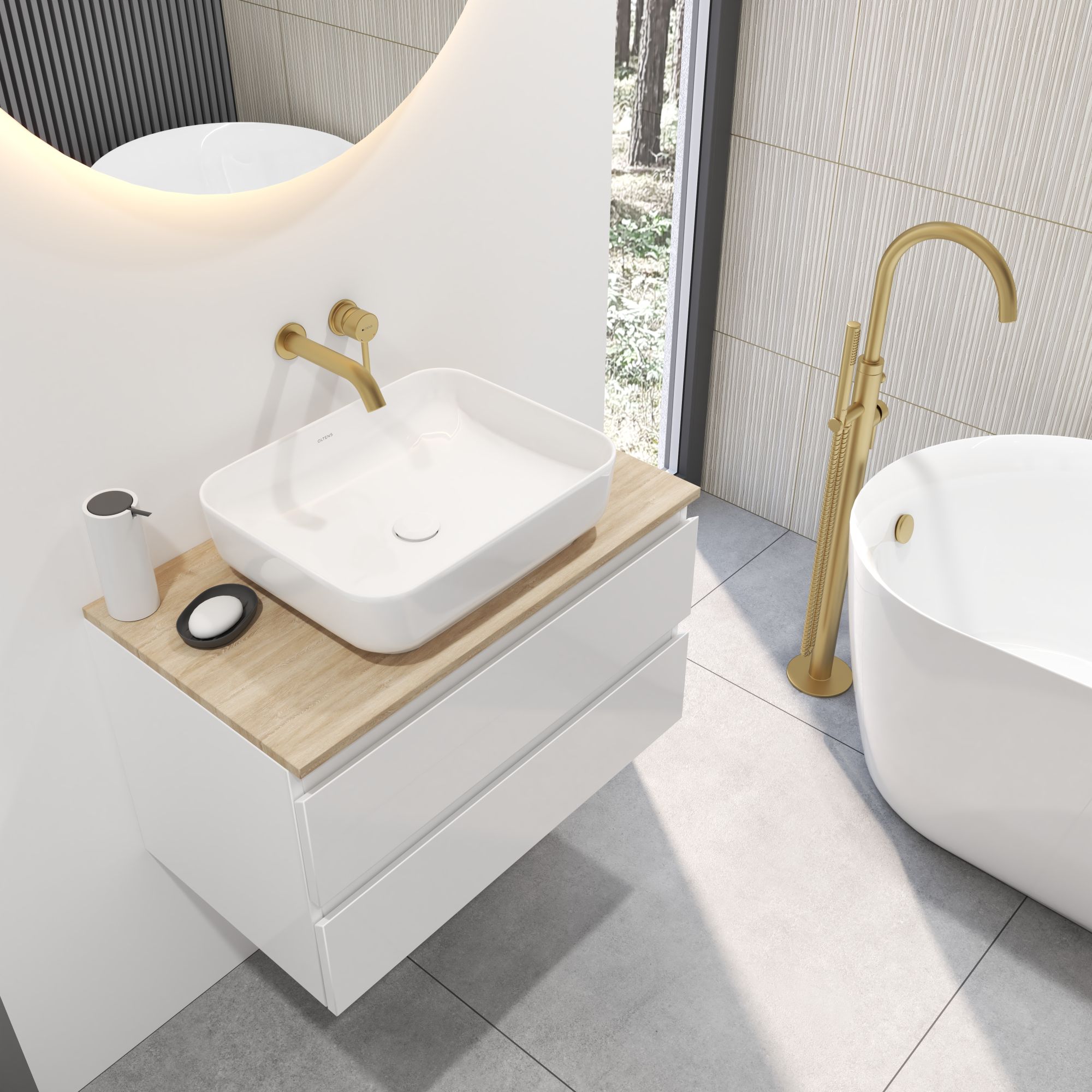 Oltens Molle bateria umywalkowa podtynkowa złoty szczotkowany 32600810 - Wysyłka w 24h