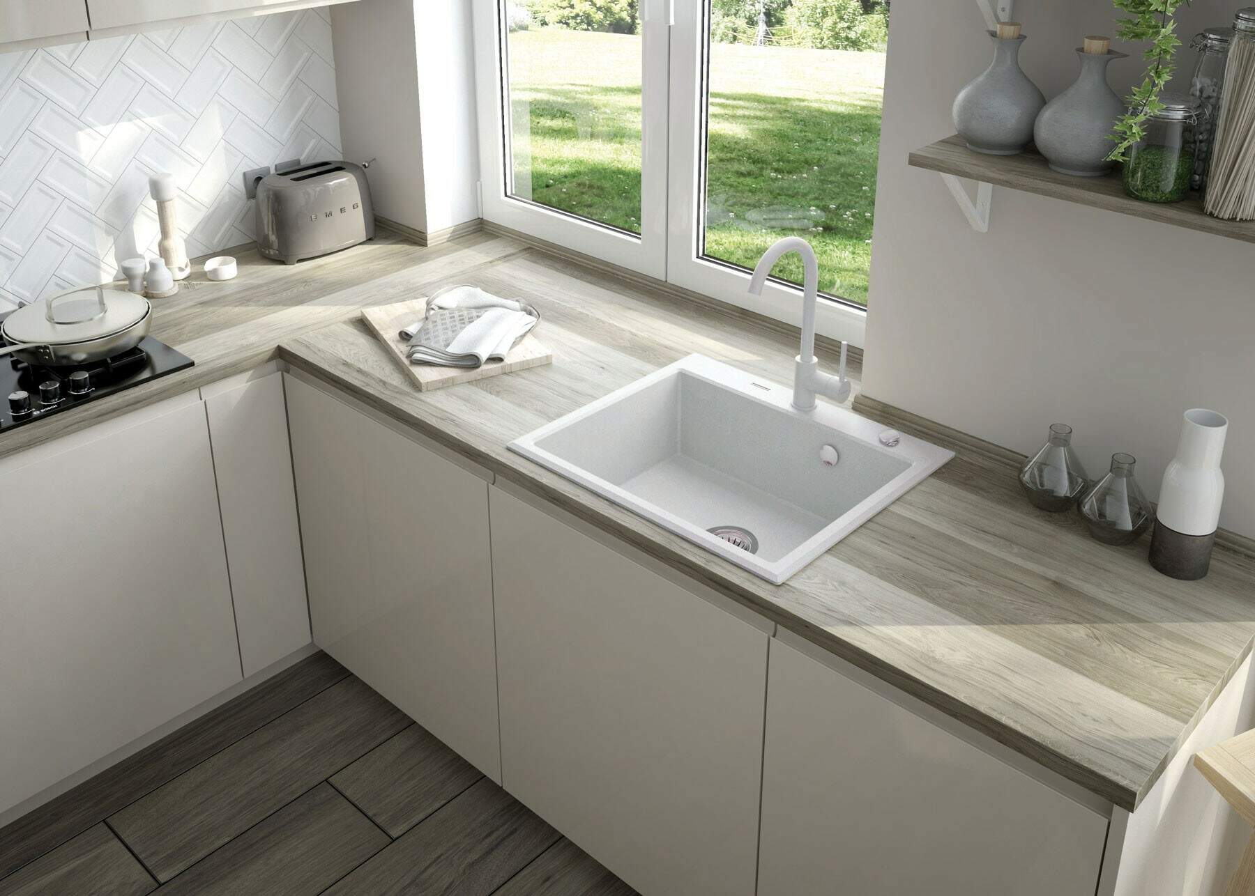 Deante Andante zlewozmywak granitowy 60x52 cm biały ZQN_A103 - Wysyłka w 24h